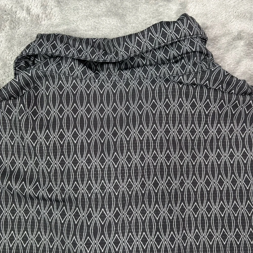 VTG Nike Golf Polo Shirt Men L Black White Geometric Diamond Stretch Performance